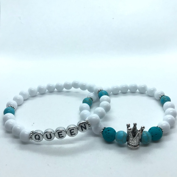 Jewelry - Chakra and white Crown/Queen Bracelet set